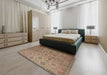 Contemporary Sienna Brown Southwestern Rug in a Bedroom, con876