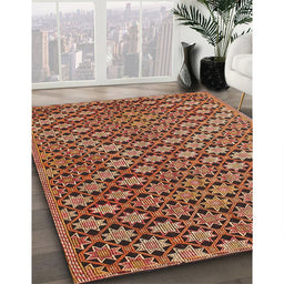Contemporary Saffron Red Modern Rug in Family Room, con877