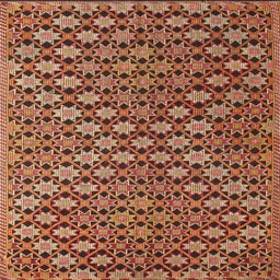 Square Contemporary Saffron Red Modern Rug, con877