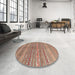 Round Machine Washable Contemporary Camel Brown Rug in a Office, wshcon878