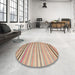 Round Contemporary Copper Red Pink Modern Rug in a Office, con881