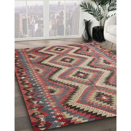 Machine Washable Contemporary Brown Red Rug in a Family Room, wshcon882