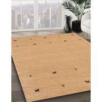 Contemporary Orange Solid Rug, con884