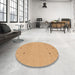 Round Contemporary Orange Solid Rug in a Office, con884