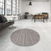 Round Machine Washable Contemporary Granite Gray Rug in a Office, wshcon885