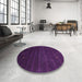 Round Contemporary Purple Modern Rug in a Office, con887