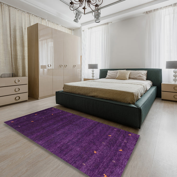 Contemporary Purple Modern Rug in a Bedroom, con887