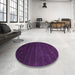 Round Machine Washable Contemporary Purple Rug in a Office, wshcon887