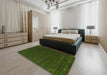 Contemporary Shamrock Green Modern Rug in a Bedroom, con888