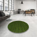 Round Contemporary Shamrock Green Modern Rug in a Office, con888