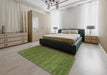 Contemporary Seaweed Green Modern Rug in a Bedroom, con88