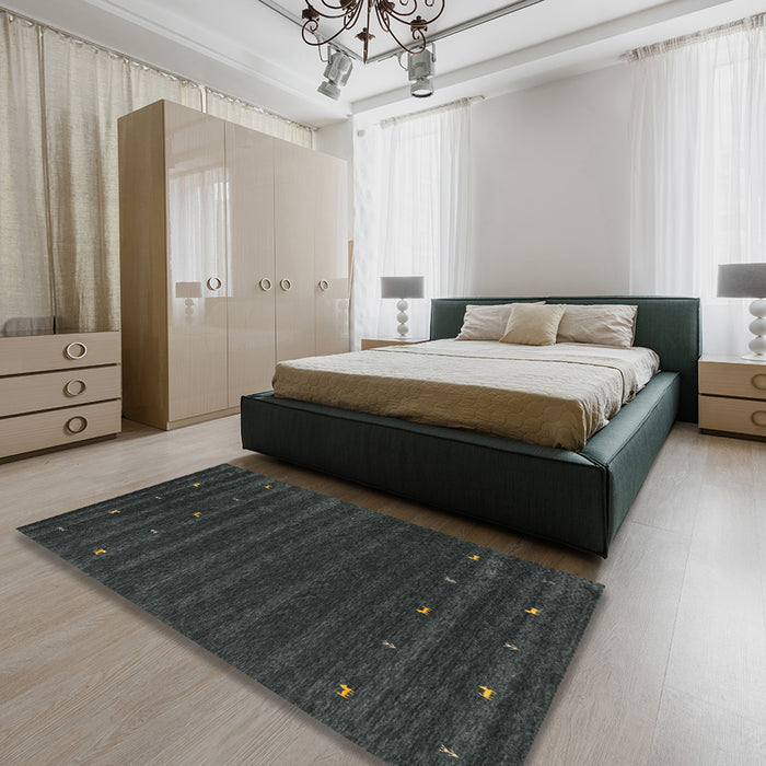 Contemporary Light Black Modern Rug in a Bedroom, con890