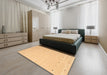 Contemporary Chrome Gold Yellow Solid Rug in a Bedroom, con893