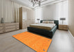 Machine Washable Contemporary Dark Orange Rug in a Bedroom, wshcon894