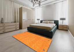 Contemporary Dark Orange Modern Rug in a Bedroom, con894
