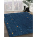 Contemporary Blue Modern Rug in Family Room, con895