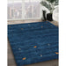 Contemporary Blue Modern Rug in Family Room, con897