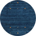 Square Machine Washable Contemporary Blue Rug, wshcon897