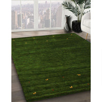 Contemporary Dark Forest Green Modern Rug, con899