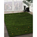 Contemporary Dark Forest Green Modern Rug in Family Room, con899