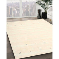 Contemporary Peach Beige Solid Rug, con900