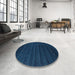 Round Contemporary Blue Modern Rug in a Office, con902