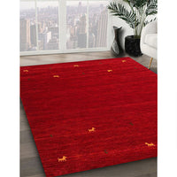 Contemporary Orange Red Modern Rug, con903