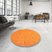 Round Machine Washable Contemporary Dark Orange Rug in a Office, wshcon906