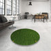 Round Machine Washable Contemporary Shamrock Green Rug in a Office, wshcon907