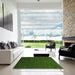 Square Contemporary Shamrock Green Modern Rug in a Living Room, con907