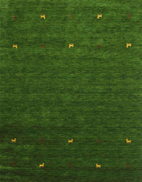 Machine Washable Contemporary Shamrock Green Rug, wshcon907