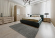 Contemporary Gray Modern Rug in a Bedroom, con909