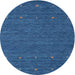 Square Machine Washable Contemporary Bright Navy Blue Rug, wshcon911