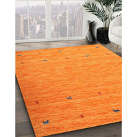 Contemporary Dark Orange Modern Rug, con912