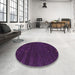 Round Machine Washable Contemporary Purple Rug in a Office, wshcon914