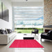 Square Contemporary Red Modern Rug in a Living Room, con915