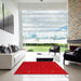 Square Machine Washable Contemporary Orange Red Rug in a Living Room, wshcon918