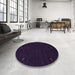 Round Contemporary Deep Purple Modern Rug in a Office, con920