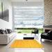 Square Contemporary Deep Yellow Modern Rug in a Living Room, con923