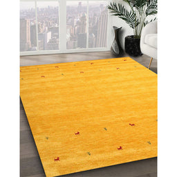 Machine Washable Contemporary Deep Yellow Rug in a Family Room, wshcon923