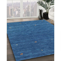 Contemporary Blue Modern Rug in Family Room, con924