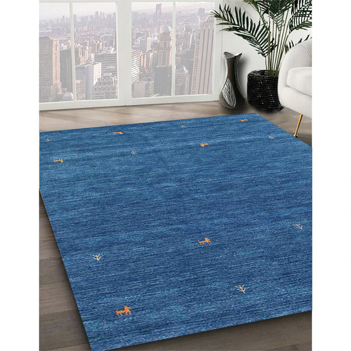 Contemporary Blue Modern Rug in Family Room, con924