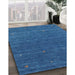 Contemporary Blue Modern Rug in Family Room, con924