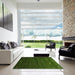 Square Contemporary Shamrock Green Modern Rug in a Living Room, con926