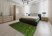 Contemporary Shamrock Green Modern Rug in a Bedroom, con926