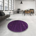 Round Machine Washable Contemporary Dark Purple Rug in a Office, wshcon928