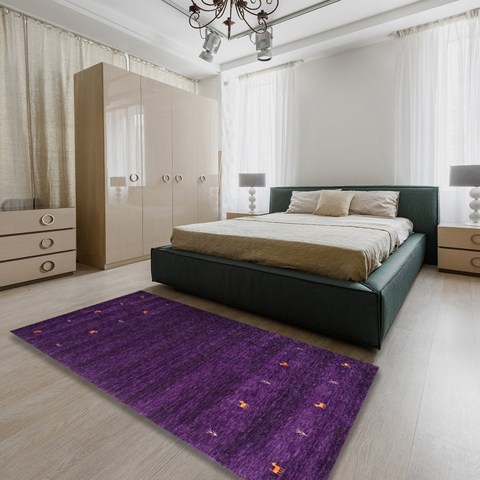 Contemporary Dark Purple Modern Rug in a Bedroom, con928