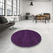 Round Machine Washable Contemporary Purple Rug in a Office, wshcon929