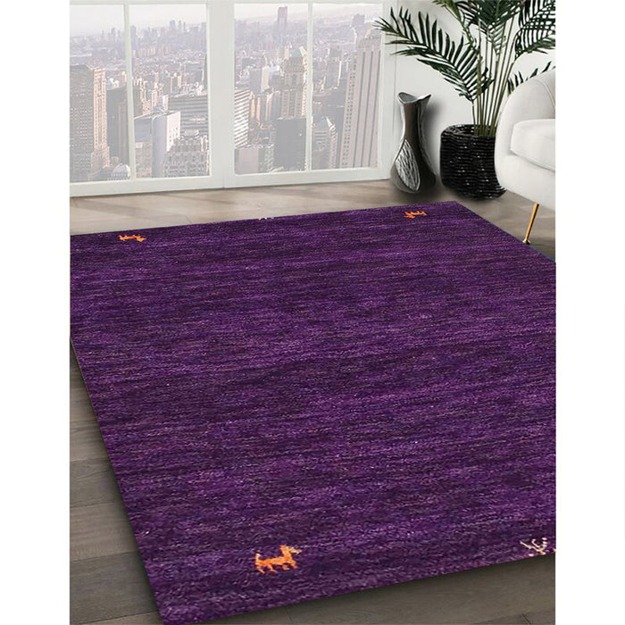 Contemporary Purple Modern Rug in Family Room, con929