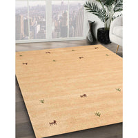 Contemporary Chrome Gold Yellow Solid Rug, con935